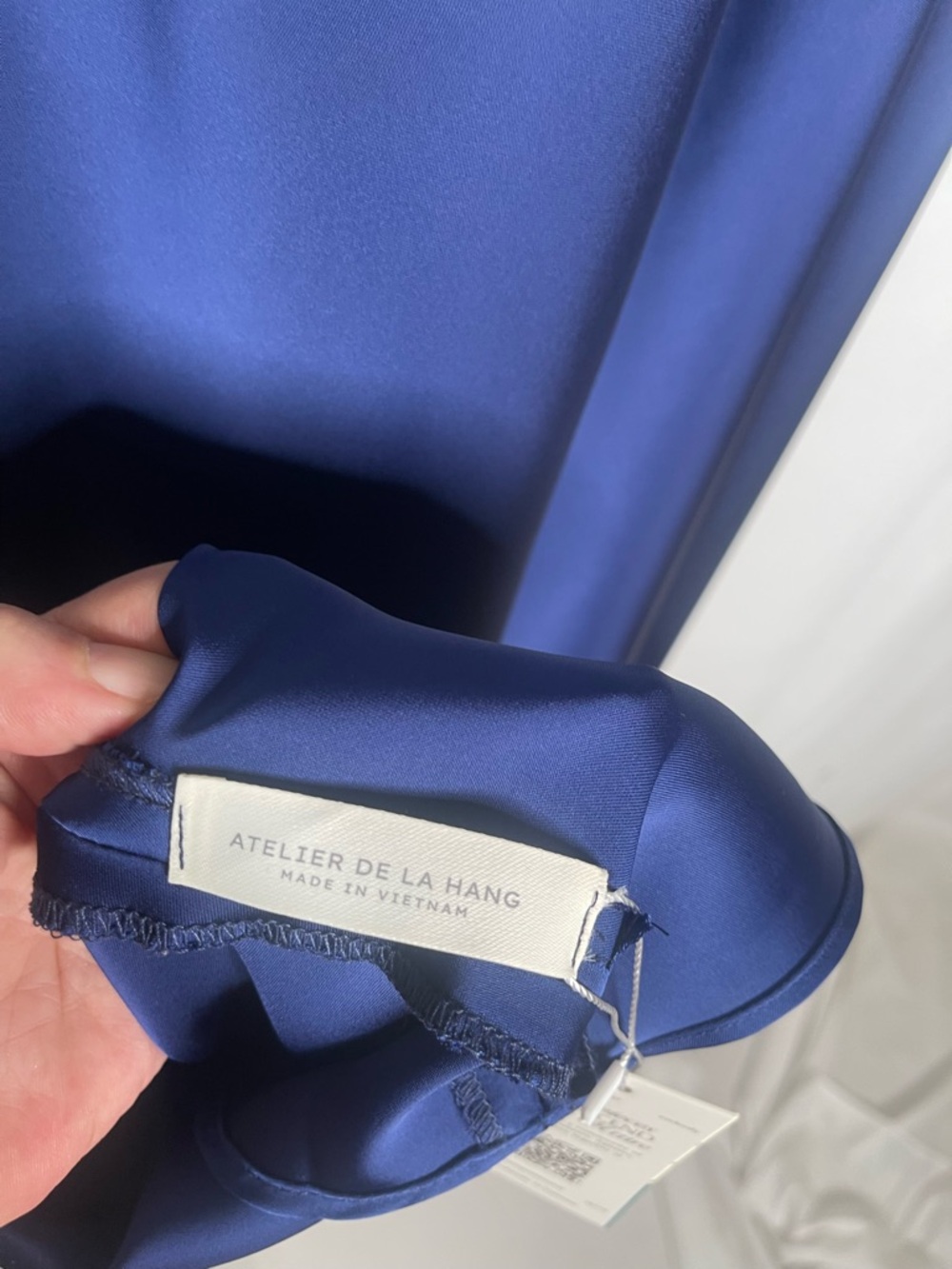 Atelier de La Hang (ADLH) Navy Blue Satin Maxi Dress - Picture 2 of 11